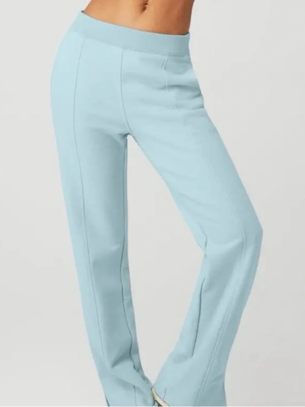 ALO Yoga Pale Blue High-Rise Straight Leg Track Pants